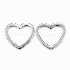 変色しにくい304ステンレススチール製リンクリング  ハート  ステンレス鋼色  20x21.5x1.5mm  穴：17x13mm&nbsp;STAS-H398-11P