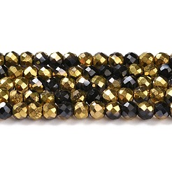 電気メッキガラスビーズセット  半分メッキ  多面カットラウンド  黒メッキ  3x2.5mm  穴：0.7mm  約130~135個/連  12.99~14.17インチ（33~36cm）&nbsp;GLAA-H021-01B-HP04