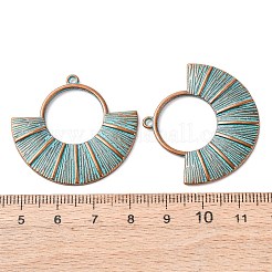 合金のチベット風チャーム  赤い銅と緑の緑青  ファン  33x36x2.5mm  穴：1.6mm&nbsp;FIND-B055-02F