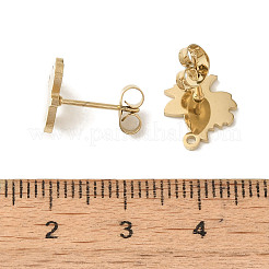 イオンプレーティング（IP）304ステンレス鋼スタッド金具  カエデの葉  ゴールドカラー  11x10mm  穴：1.2mm  ピン：11x0.7mm&nbsp;STAS-I206-39G