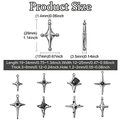 32本8スタイルアロイペンダント  スターのチャーム  ガンメタ色  19~34x12~25x3~6mm  穴：1.2~2mm  4個/スタイル&nbsp;FIND-CJ0006-01