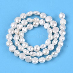 天然養殖淡水パールビーズ連売り  溝付き  研磨両側  乳白色  6~8x2.5~5mm  穴：0.6mm  約56~58個/連  14.76~14.96インチ（37.5~38cm）&nbsp;PEAR-N014-07N