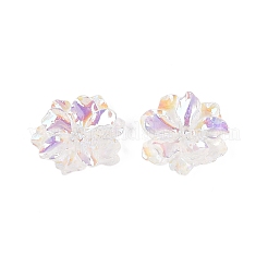 UVメッキ加工された虹色の透明樹脂カボション  花  透明  23~25x23~25x6.5~8mm&nbsp;RESI-ZX017-80