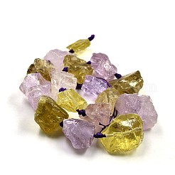 ナゲッツ天然のレモンクォーツとアメジストビーズ連売り  17~38x16~30mm  穴：2mm  約14~15個/連  15.7インチ&nbsp;G-N0135-09