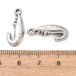 304ステンレスペンダント  エビチャーム  ステンレス鋼色  21.5x9.5x4mm  穴：1.8mm&nbsp;STAS-Z196-01P