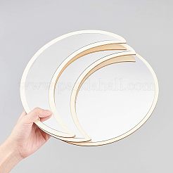 アクリル木製ムーンフェイズミラー  両面粘着テープ付き  壁飾り寝室リビングルーム装飾  バリーウッド  丸ミラー：265x3.5mm  ムーンミラー：269x195x3.5mmと269x175x3.5mm  2個/側面  25pcs /シート&nbsp;DIY-WH0167-48A