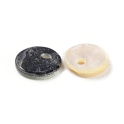天然アコヤ貝のフラットラウンドチャーム  マザーオブパールシェルチャーム  貝殻色  6x0.8~2mm  穴：1mm&nbsp;BSHE-Z003-39B