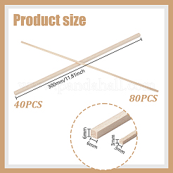 120種類のスタイルの木製クラフトスティック2本  DIYクラフト用品  ミックスカラー  300x3~6x3~6mm&nbsp;AJEW-GA0008-62