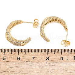 C字型真鍮マイクロパヴェクリアキュービックジルコニアスタッドピアス  長持ちメッキ  18KGP本金メッキ  20x8mm&nbsp;EJEW-A151-01G