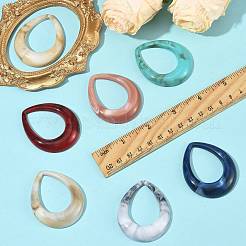 24個6色アクリルビッグペンダント  天然石風  ティアドロップ  ミックスカラー  53x43.5x8mm  穴：26x36mm  約4PCS /カラー&nbsp;OACR-FS0002-65