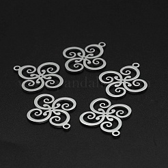 変色しない201ステンレススチールペンダント  レーザー切断  花  ステンレス鋼色  22x20x1mm  穴：1.6mm&nbsp;STAS-R111-JA668