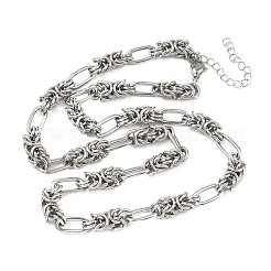 女性用6mm 304ステンレススチール製ビザンチンチェーンネックレス  変色なし  ステンレス鋼色  17.32インチ（44cm）&nbsp;NJEW-G201-05P