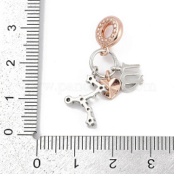 キュービックジルコニアのヨーロッパビーズ付き真鍮ペンダント  十二星座  乙女座  29.5~35.5mm&nbsp;KK-Q015-01H