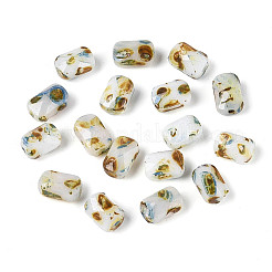 焼付塗装ガラスシードビーズ  長方形  多面カット  古いレース  6.5~7x4~4.5x3.5~4mm  穴：0.9~1mm&nbsp;SEED-N011-04E