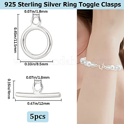 スターリングシルバーリングマンテル5個セット  銀  925mm  穴：11x8.5mm&nbsp;STER-BBC0002-18