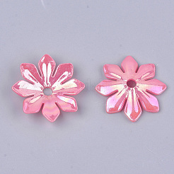 プラスチックビーズキャップのように不透明  パールカラーの  花  ショッキングピンク  35.5~36x35.5~36x7mm  穴：4.5mm  約370個/500g&nbsp;MACR-S365-01E