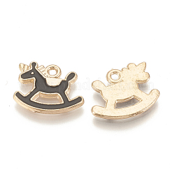 合金エナメルチャーム  ロッキング馬  ライトゴールド  ミックスカラー  13x16x1.5mm  穴：1mm&nbsp;ENAM-S115-040-M