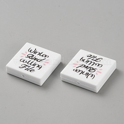 食品グレードの環境に優しいシリコンフォーカルビーズ  ホワイト  28x28x7mm  穴：2.2mm&nbsp;SIL-SZC0005-21A-03