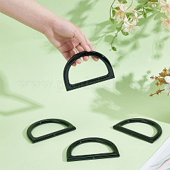 樹脂製バッグハンドル4個  文字dの形  ブラック  8.5x12x0.85cm  内径：6.05x9.5のCM  4pc&nbsp;DIY-PH0029-63C