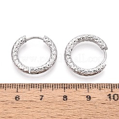 304ステンレススチールフープピアス  テクスチャリング  プラチナ  18.5x20x3~3.5mm&nbsp;STAS-T074-51P