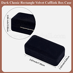 ベルベットのジュエリーカフスボタン収納ボックス  長方形  ブラック  7.55x3.85x2.65cm&nbsp;CON-BBC0001-27