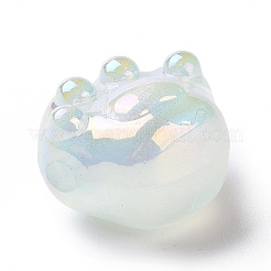 UVメッキレインボー虹色蓄光アクリルビーズ  キラキラビーズ  暗闇で光る  猫の足のプリント  ミックスカラー  16x18.5x13mm  穴：2.5mm&nbsp;X-OACR-E010-07