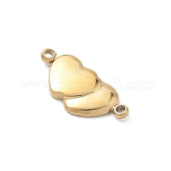 304ステンレススチール製ダブルハートリンクコネクターチャーム  ゴールドカラー  6x13.5x1.5mm  穴：1mm&nbsp;STAS-B140-06G