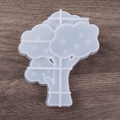 DIYキャンドルシリコンモールド  デコレーションメイキング  キャンドル作り用  ツリー  ホワイト  13x11.2x2.5cm&nbsp;LS-AJEW-M228-16