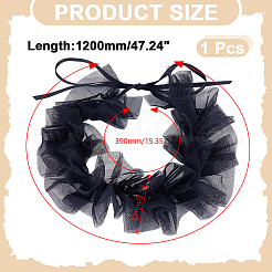 フリルレースの襟  取り外し可能なつけ襟  ブラック  1200mm&nbsp;AJEW-WH0696-055A