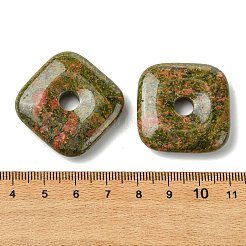 天然石ユナカイトペンダント  スクエアチャーム  30x30x8mm  穴：6.5mm&nbsp;GG-D003-B02-05