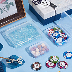 透明プラスチック収納ボックス12個、3つのスタイル  ヒンジ付き蓋付きビーズコンテナ  長方形  透明  4.6~8.74x6.36~11.5x2.06~2.8cm  4個/スタイル&nbsp;CON-BC0007-35