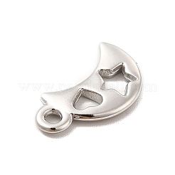 変色しない304ステンレススチールペンダント  中空  ハートと星のある月  ステンレス鋼色  17.5x10x2mm  穴：1.8mm&nbsp;STAS-F282-15P