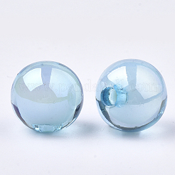 透明なアクリルビーズ  UVメッキ＆レインボー  二層ビーズ  片穴ビーズ  ラウンド  空色  15.5x15mm  半分穴：3.5mm&nbsp;LS-TACR-S148-12C