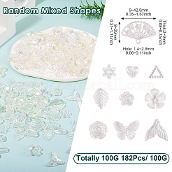 透明アクリルビーズ 100g 182個  ABカラーメッキ  混合図形  クリアAB  8~29x9~42.5x2~9mm  穴：1.4~2.8mm  100 G /セッティング&nbsp;OACR-TA0003-66A
