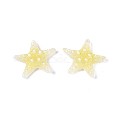 透明樹脂とスパンコールのデコデンカボション  ヒトデ  きいろ  32~33.5x33~35.5x10~11mm&nbsp;CRES-Q222-01D