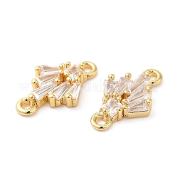 真鍮製コネクタチャーム  クリアガラスと  ファンリンク  18KGP本金メッキ  14x8.5x2.5mm  穴：1.2mm&nbsp;KK-F855-17G