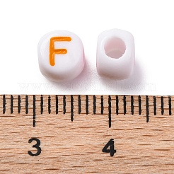不透明なアクリルビーズ  大穴ビーズ  文字付きの列  カラフル  6.5x6x5mm  穴：3mm  約3800個/500g&nbsp;OACR-M020-01A