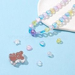 透明なアクリルビーズ  エナメルとゴム紐付き  ABカラー  クマ＆プラネット＆ラウンド  ミックスカラー  6~26.5x6~26x3~9mm  穴：1~3mm  286個/セット&nbsp;MACR-FS0001-26
