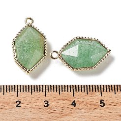 混合天然石ペンダント  ファセット六角チャーム、ラックメッキ金メッキ真鍮エッジループ付き  22.5x13x6.5~7mm  穴：1.5~1.6mm&nbsp;G-C087-03G-B