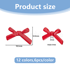72色亜鉛合金ビーズ12個  蝶結び  ミックスカラー  12.5x19.5x3mm  穴：1mm  6個/カラー&nbsp;FIND-DC0008-15