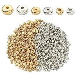 400個2色ccbプラスチックスペーサービーズ  フラットラウンド  プラチナ·ゴールデン  4x1.8mm  穴：1.2mm  200個/カラー&nbsp;CCB-YW0001-50A