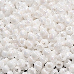 トーホー 3/0ラウンドビーズ  日本製シードビーズ  (401) 不透明アブホワイト  5.5mm  穴：1.9mm  約60個/10g&nbsp;X-SEED-TR03-0401
