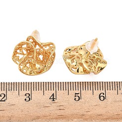 真鍮の花のスタッドピアス  ニッケルフリー  18KGP本金メッキ  17.5x17.5mm&nbsp;EJEW-D337-10G
