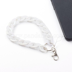 アクリルカーブチェーンモバイルストラップセット  合金スイベルクラスプとナイロン糸付き  プラチナ  ミックスカラー  22.5cm  3個/セット&nbsp;HJEW-JM00451