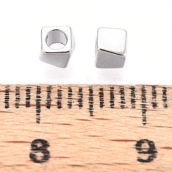 真鍮製スペーサービーズ  カドミウムフリー＆ニッケルフリー＆鉛フリー  ねじれた立方体  プラチナメッキ  3.2x3.2x2.9mm  穴：1.8mm&nbsp;KK-T075-67P