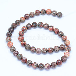 天然ヒョウ肌ジャスパービーズ連売り  ラウンド  8.5mm  穴：1mm  約45~47個/連  15インチ（39cm）&nbsp;G-J358-05-8mm