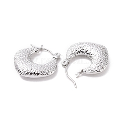 変色しない304ステンレススチール製フープピアス（女性用）  菱形  ステンレス鋼色  19.5x19.5x4mm  ピン：0.8mm&nbsp;EJEW-F287-09P