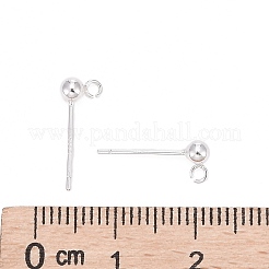 925スターリングシルバー製スタッドピアスパーツ  スタンプ925個付き  銀  14mm  穴：1.5mm  ピン：0.7mm&nbsp;STER-S002-48