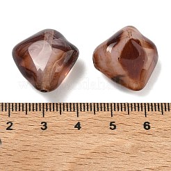 不透明アクリル模造ヒョウ柄ビーズ  不規則なひし形  ツートン  ココナッツブラウン  20x20x11.5mm  穴：1.8mm  515個/ 500g&nbsp;OACR-B052-01