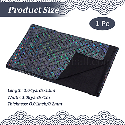 1mの魚の鱗模様のスパンデックス生地  服装アクセサリー  ブラック  1500x0.2mm&nbsp;DIY-CY0003-51A